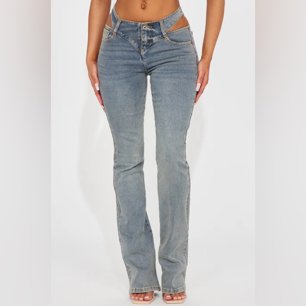 Fashion Nova Cut Out Boot Cut Jeans